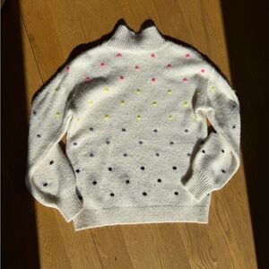 LOFT Cream Sweater with Colorful Dots